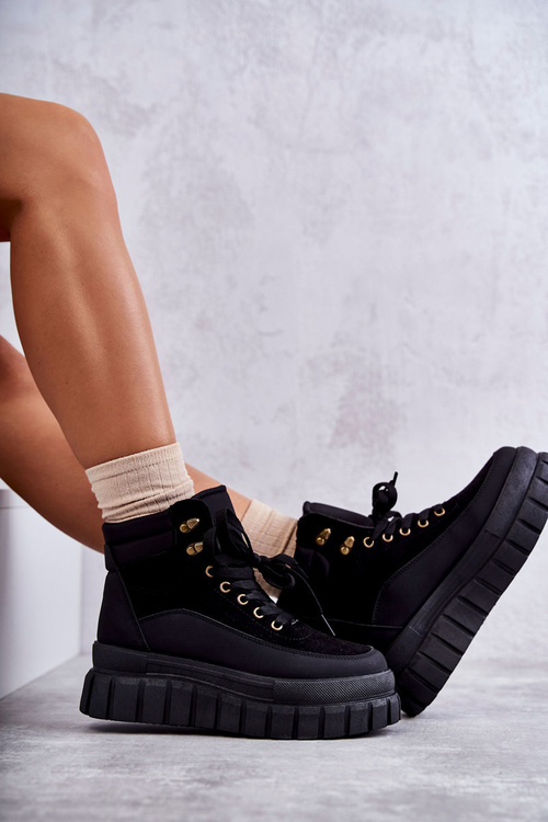 Pohodlné boty na platformě černé Sanchio