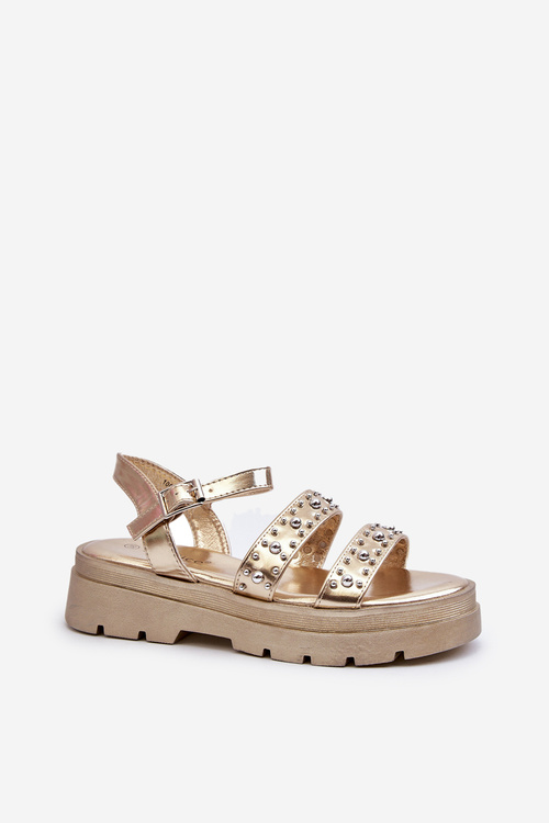 Dámské zdobené sandály z ekokože Zlaté Arcida