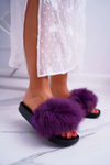 Ženské flip -flops s kožušinovou fialovou mäkkou