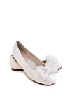 Detské lakované baleríny s bielym zlyovým lukom