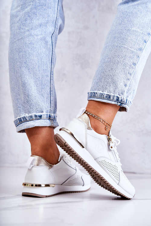 Dámské sportovní kožené boty tenisky bílé Horessa