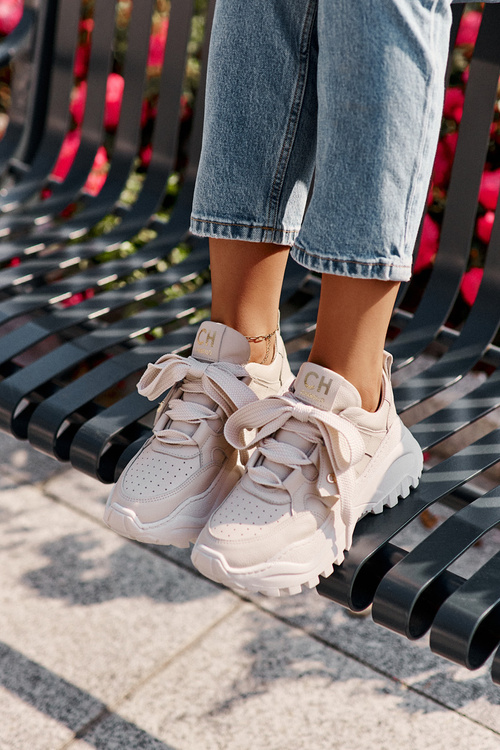 Dámské Kožené Tenisky Béžové CheBello 4583