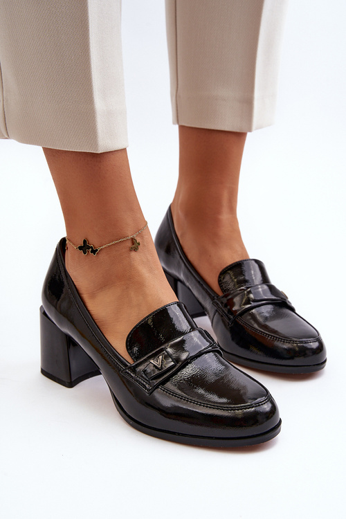 Lakované lodičky na podpatku černé Felicijana