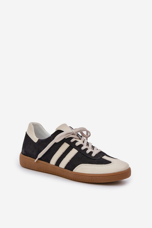 Zazoo N1068 Kožené Nízké Tenisky Dámské Černé