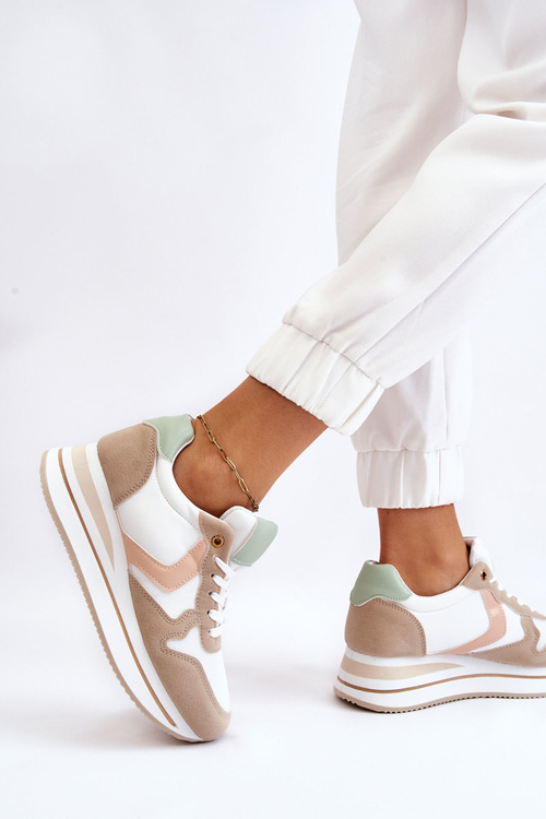 Dámská sportovní obuv na klínku bílá a béžová Neva