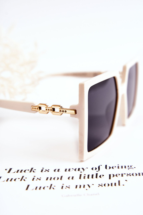 Veľké štvorcové slnečné okuliare V130043 biele