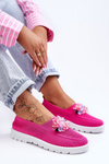 Dámské Slip-on Tenisky s Kameny Fuchsia Simple