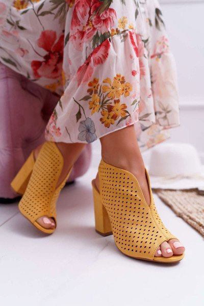 Dámské Sandály Na Podpatku Peep Toe Žluté Nevienna