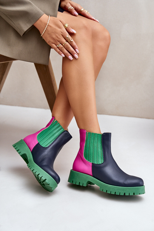 Dámske Boty Na Ploškom Opätku Kožené Lewski 3611 Multikolor