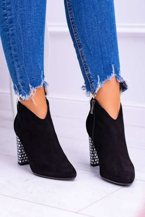 černé Elegantní semišové boty na baru Laura Messi 1849