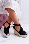 Dámske sandále na klinovej platforme čierne