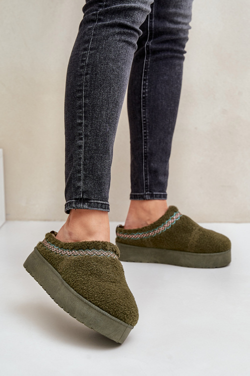 Snehové čižmy na platforme s ovčou kožušinou tmavozelené Mesirra