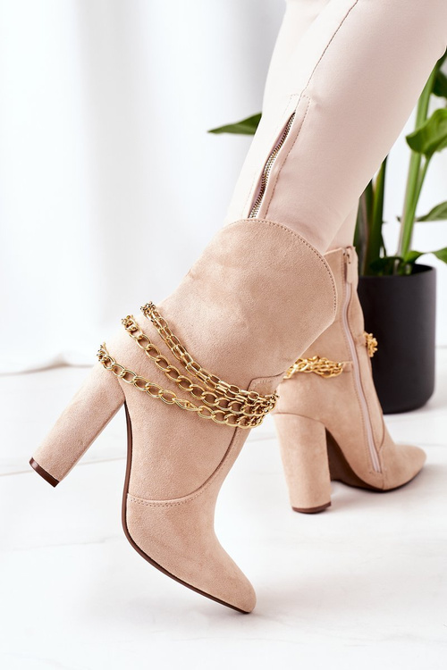 Teplé Boty Na Podpatku Béžové Good Impression