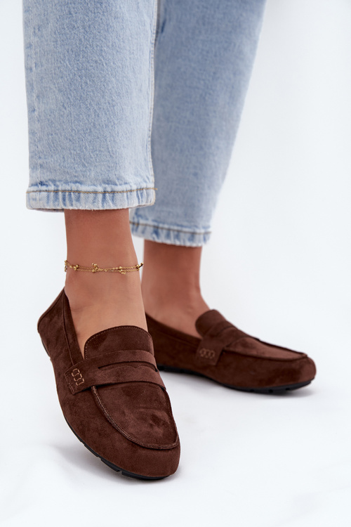 Loafery Mokasíny Dámske Ploché Tmavohnedé Soreline