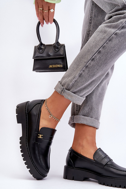 Kožené Mokasíny S Ozdobou Černá Esperta