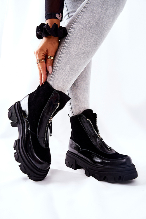 Kožené polstrované boty Laura Messi Černá 2371