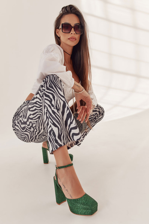 Dámske trblietavé sandále na zelenom rosel Post