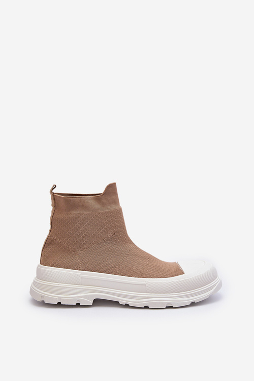 Dámske topánky so slip-on ponožkami hnedé Ilanae