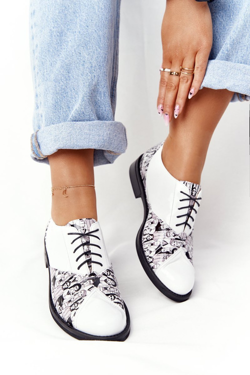 Dámske kožené topánky Visconi 7439294 Biele a čierne