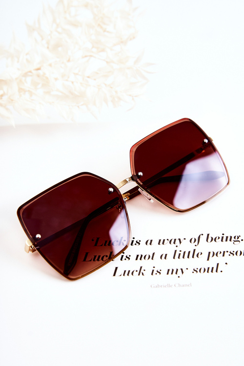 Veľké štvorcové slnečné okuliare V180005 hnedé zlato