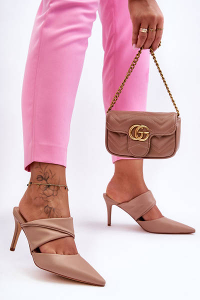 Kožené špičkové sandály tmavě béžové Aveline