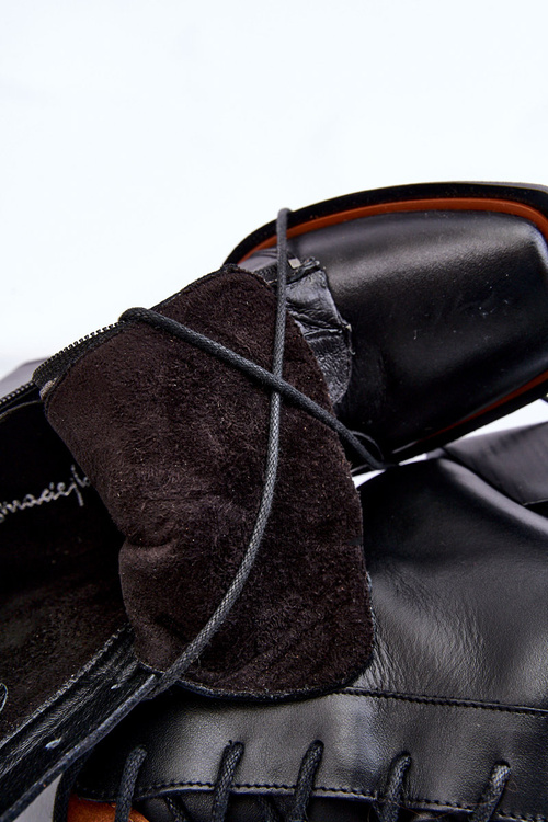 Klasické kožené šněrovací boty Maciejka 05667-01 Černá