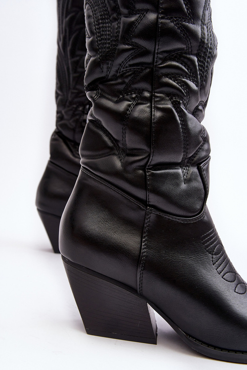 Dámské kožené kovbojky na sloupku černé Sloana