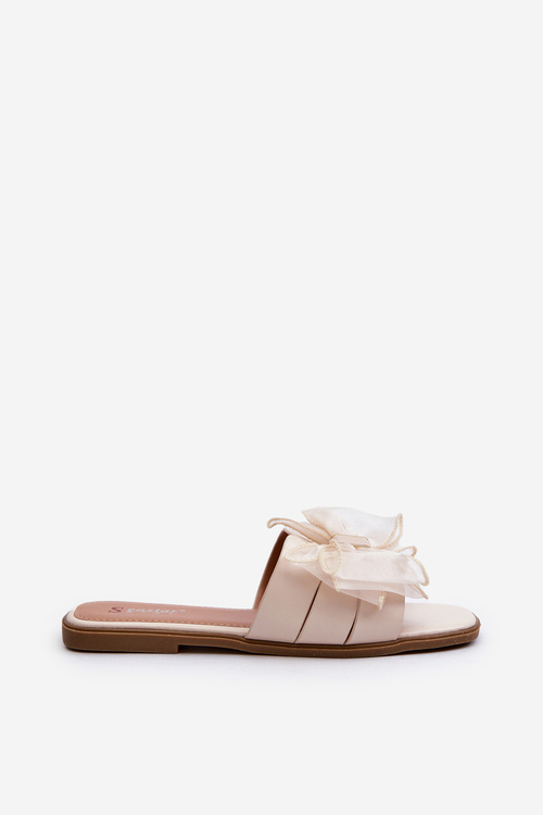 Ploché Dámské Žabky S Mašlí Béžové Balinda