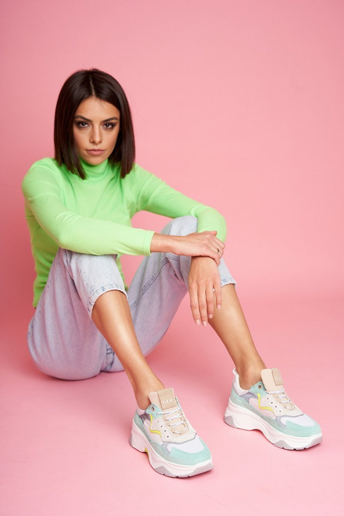 Dámska športová kožená topánky Goe White Mint FF2N3011