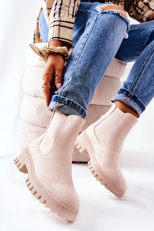 Semišové zateplené boty Světle béžové Tozzi