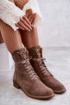 Čipky -upové semišové topánky s ozdobou Nicole 2750 hnedá