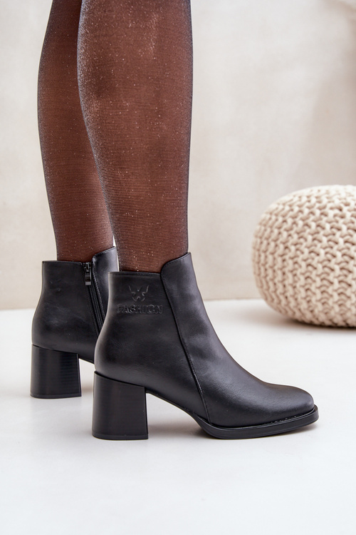 Zateplené čižmy na podpätku čierne Feliveth