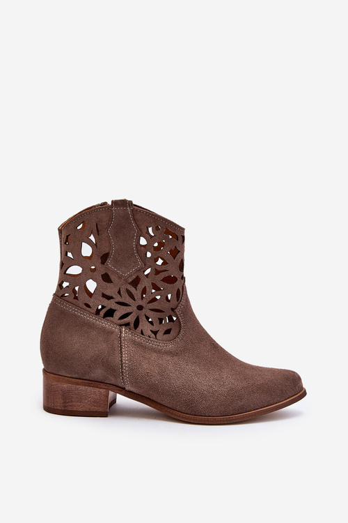 Nízko -ukoliteľné kovbojské topánky s nízkym semišom Zazoo 3404 béžou