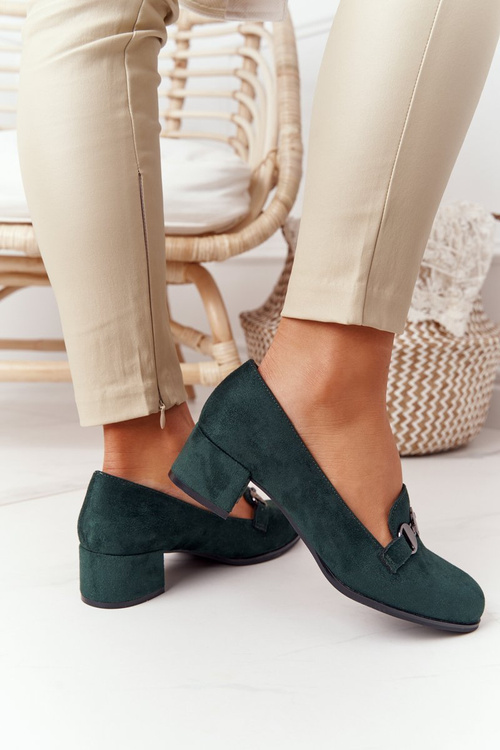 Semišové Polobotky Na Podpatcích Sergio Leone PB148 Zelené