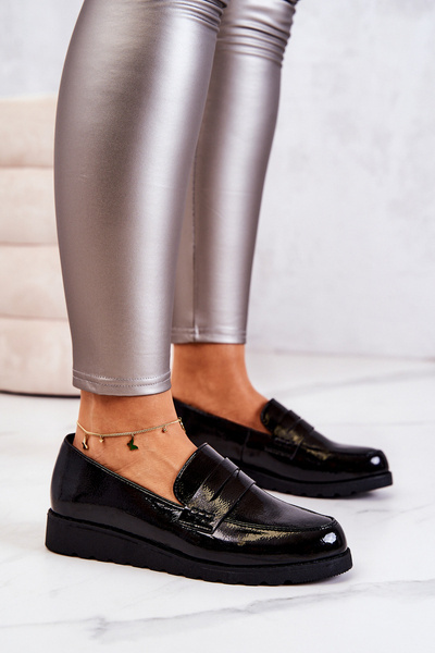 Lakované mokasíny na klínku La.Fi Černé  Alannah