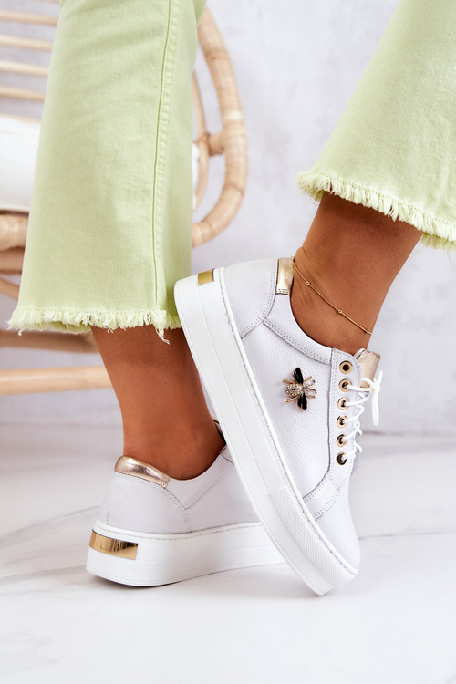 Kožené športové topánky na bielej platforme Bellisia