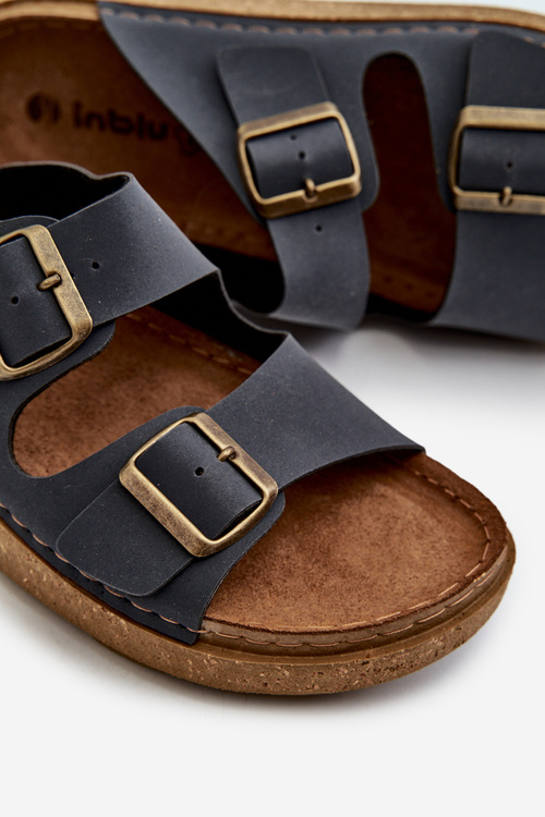 Lehké pohodlné pánské žabky s přezkami Inblu MT000016 modré