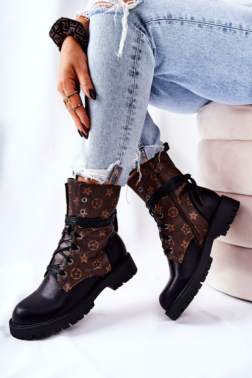 Kožené boty Hnědočerné Lonevis