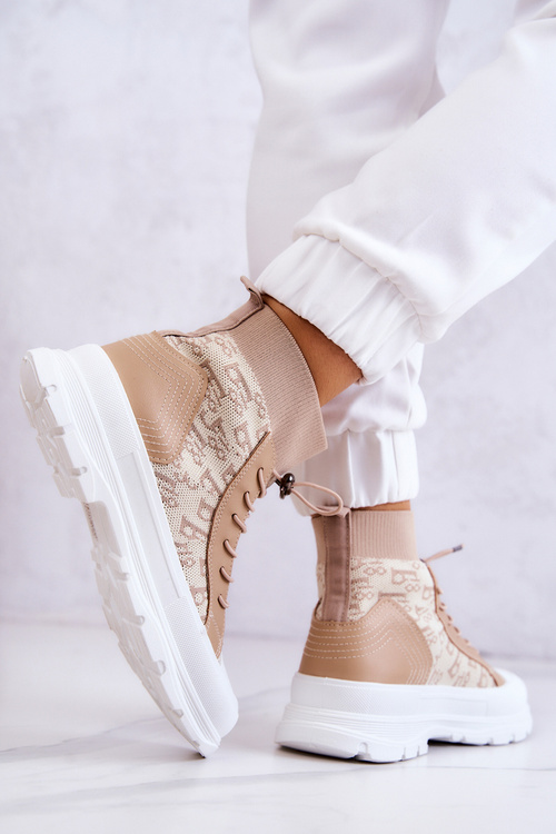 Módne tenisky s vysokou ponožkou béžou collin