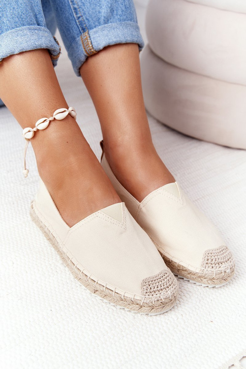Espadrilles na pletenej podrážke veľkej hviezdy hh274501 béžová