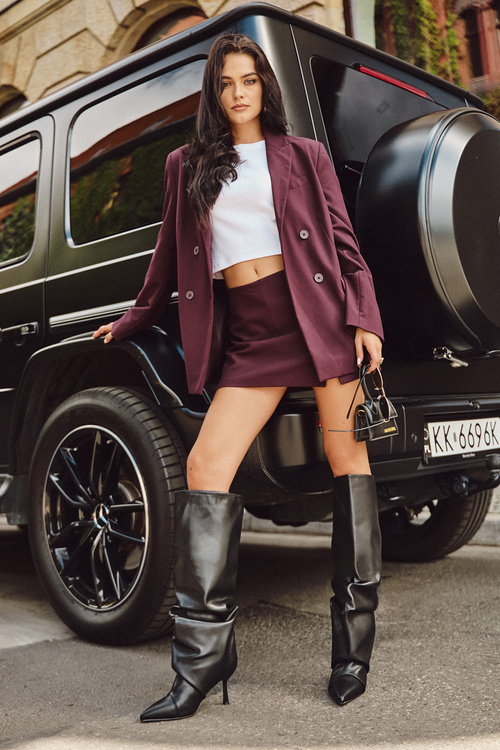 Zateplené nazúvacie dámske topánky na podpätku s riasením Čierne Angelica