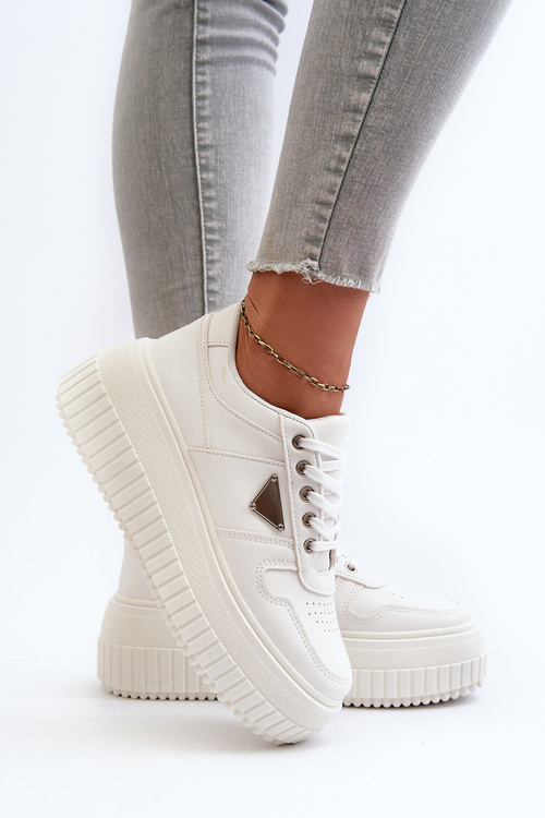 Dámské Tenisky Z Ekokože Na Masivní Platformě Bílé Chrisstin