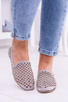Lu Boo Gray Openwork Balerinas Lords Carmar Studs