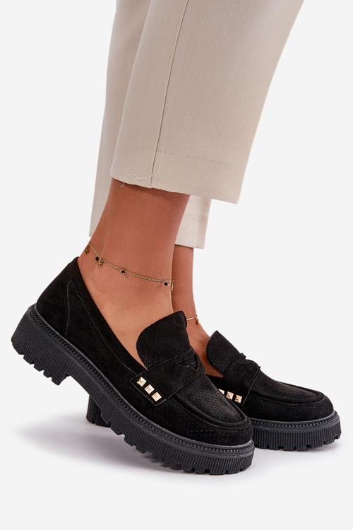 Dámske Perforované Poltopánky Mokasíny Čierne Tannes