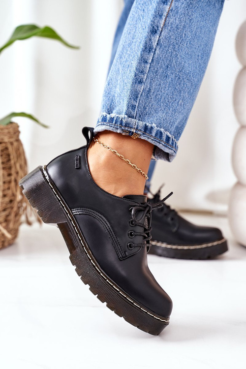 Kožené Polobotky Oxfordy Big Star II274107 Černé