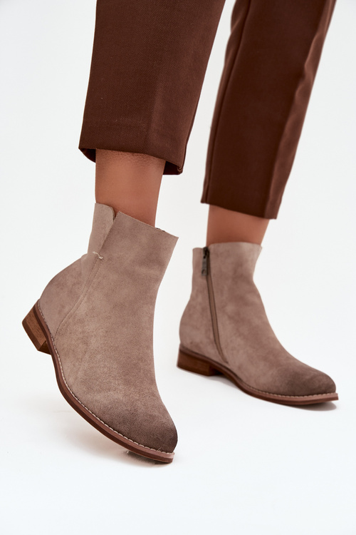 Dámské kotníkové boty na nízkém podpatku Vinceza 39961 béžové