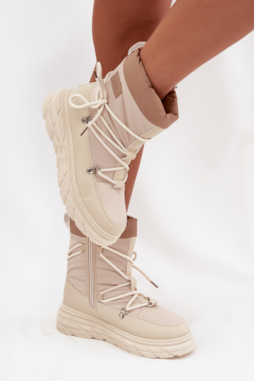 Ženské snehule na zips Lee Cooper LCJ 25 44 3931 béžové Ženské snehule