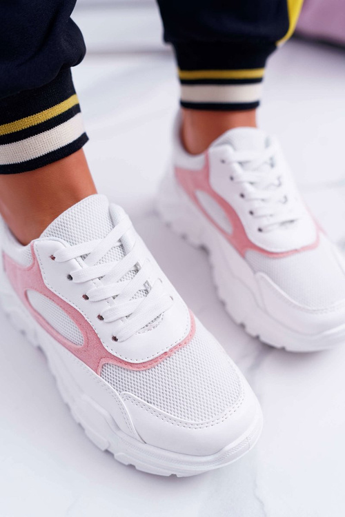 Dámská Sportovní Obuv Tlustou Podrážkou Bílé a Růžové HighStep