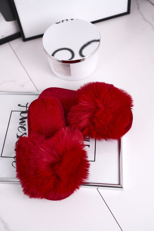 Detské papie klapky s kožušinovým červeným snehovým loptičkou