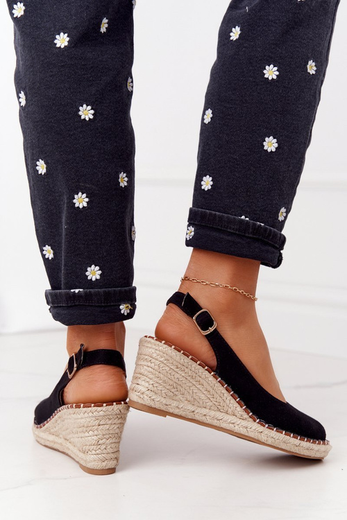 Klínové Sandály S Copánky Černé Las Palomas